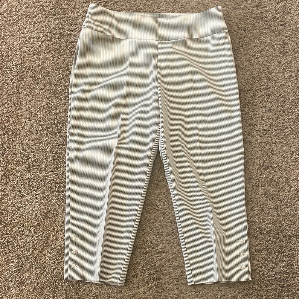 Striped Black and White Cropped Pants- Size 10